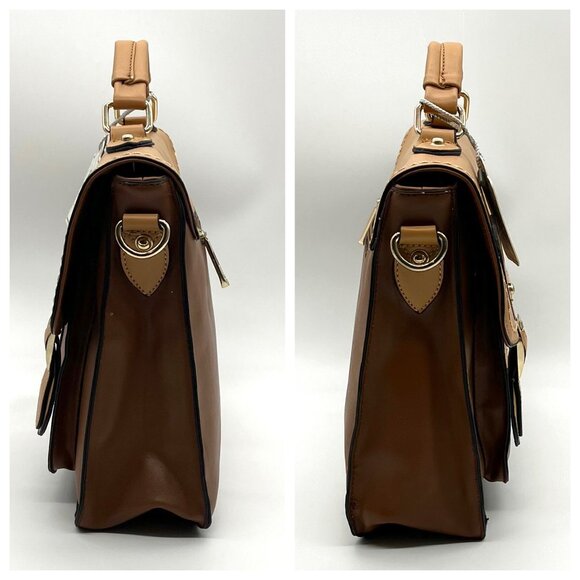 Move & Moda Brown Faux Leather Work Convertible Crossbody Briefcase - Picture 3 of 12